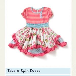 Matilda Jane outfit, sz 6, pink and blue twirly dress